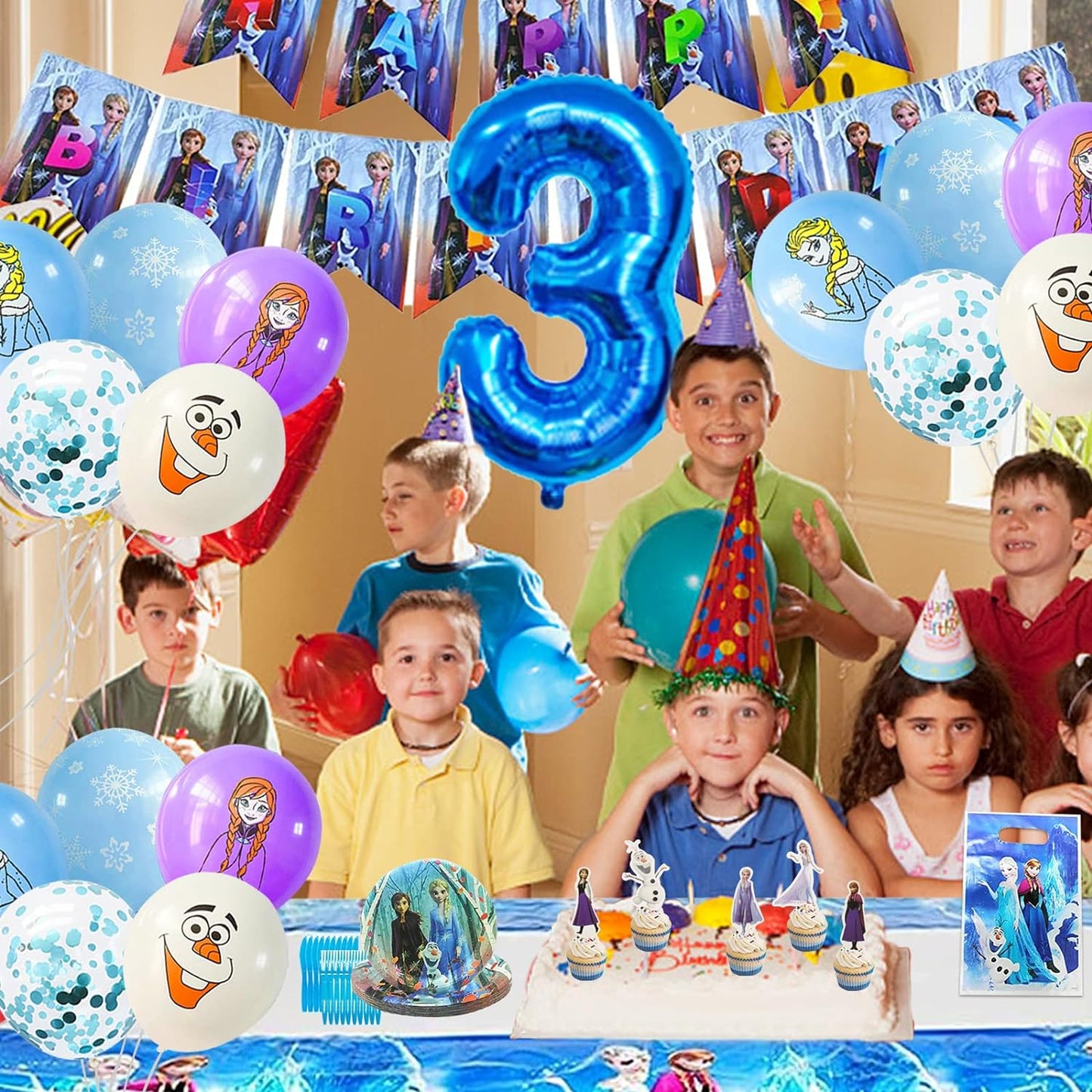Frozen-syntymäpäiväkoristeet lapsille, 82 kappaletta