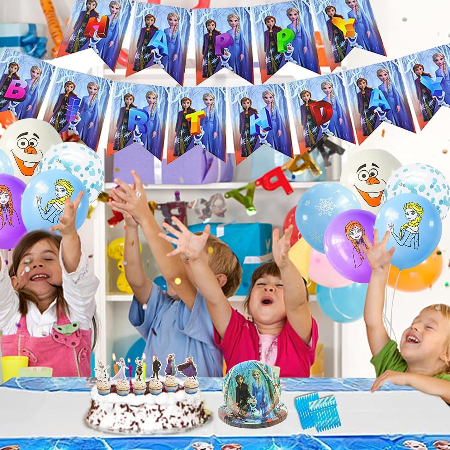 Frozen-syntymäpäiväkoristeet lapsille, 81 kappaletta