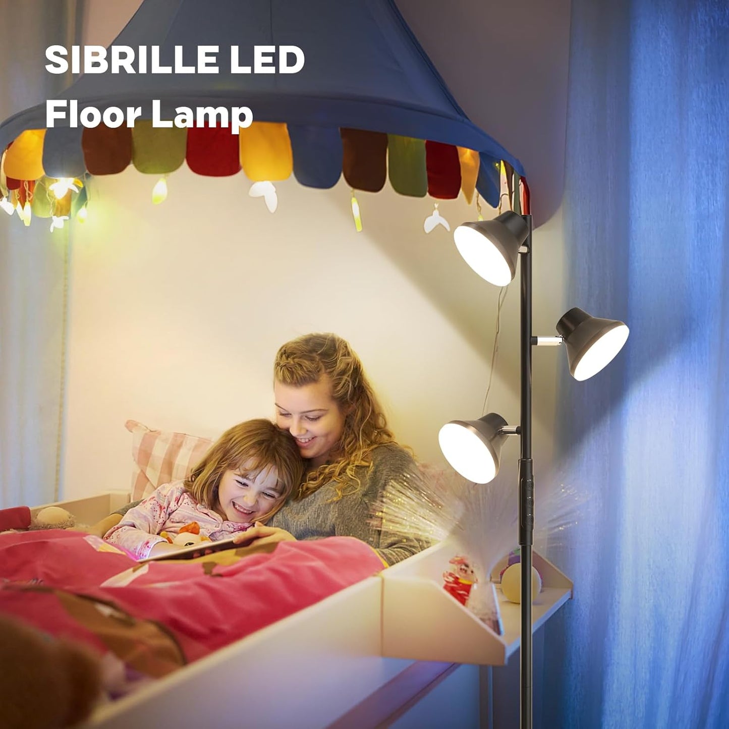 Dimmerdatav LED-põrandalamp 2700K–6500K, pööratavate peadega