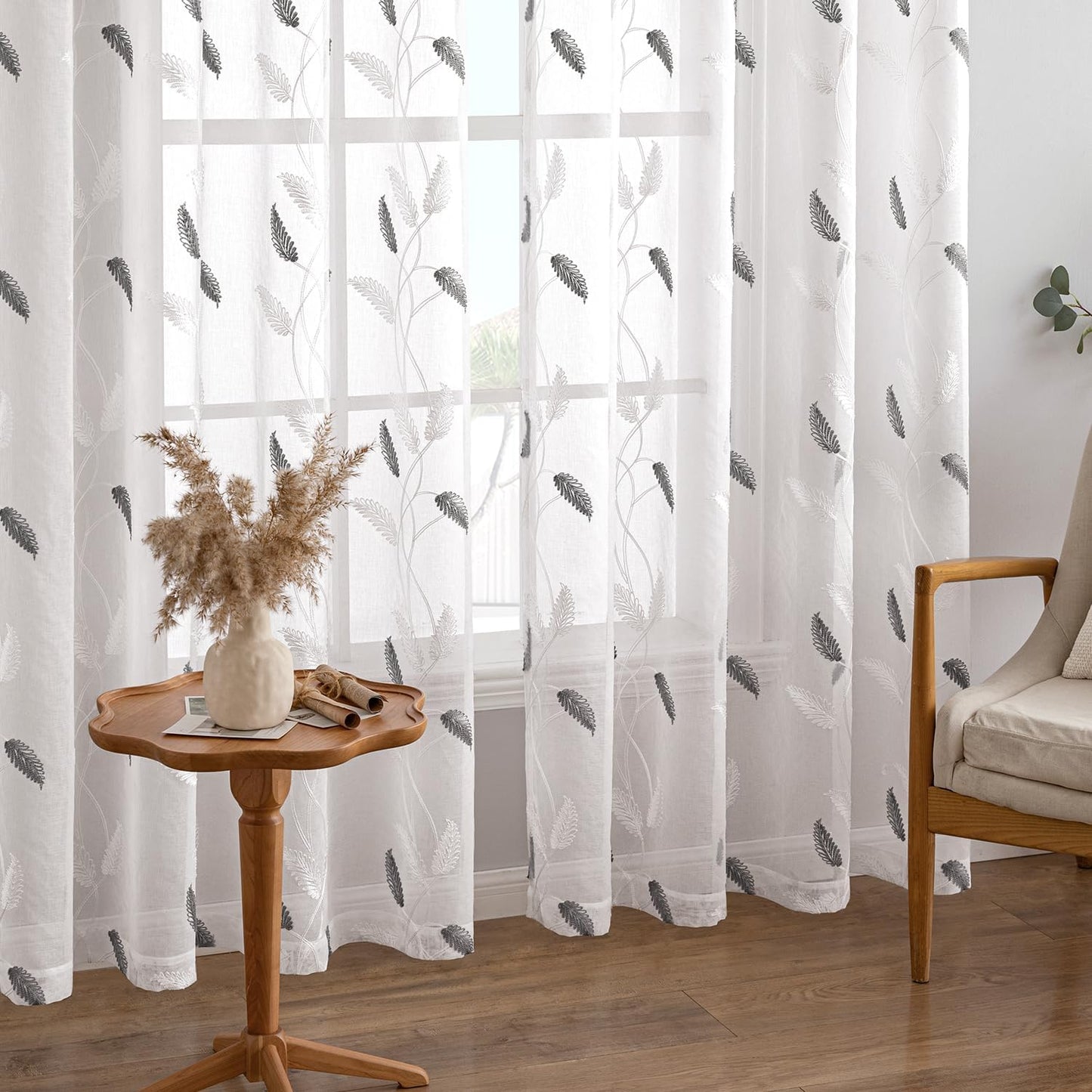 Vorhang, 2 Paneele, 140 x 160 cm, Grau – Leinenähnliches Polyester