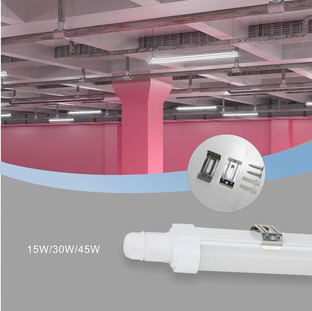 Rørlampe, 0,6 m (2FT) – 15W, 1660 lm, IP65, kold hvid, med integreret stik