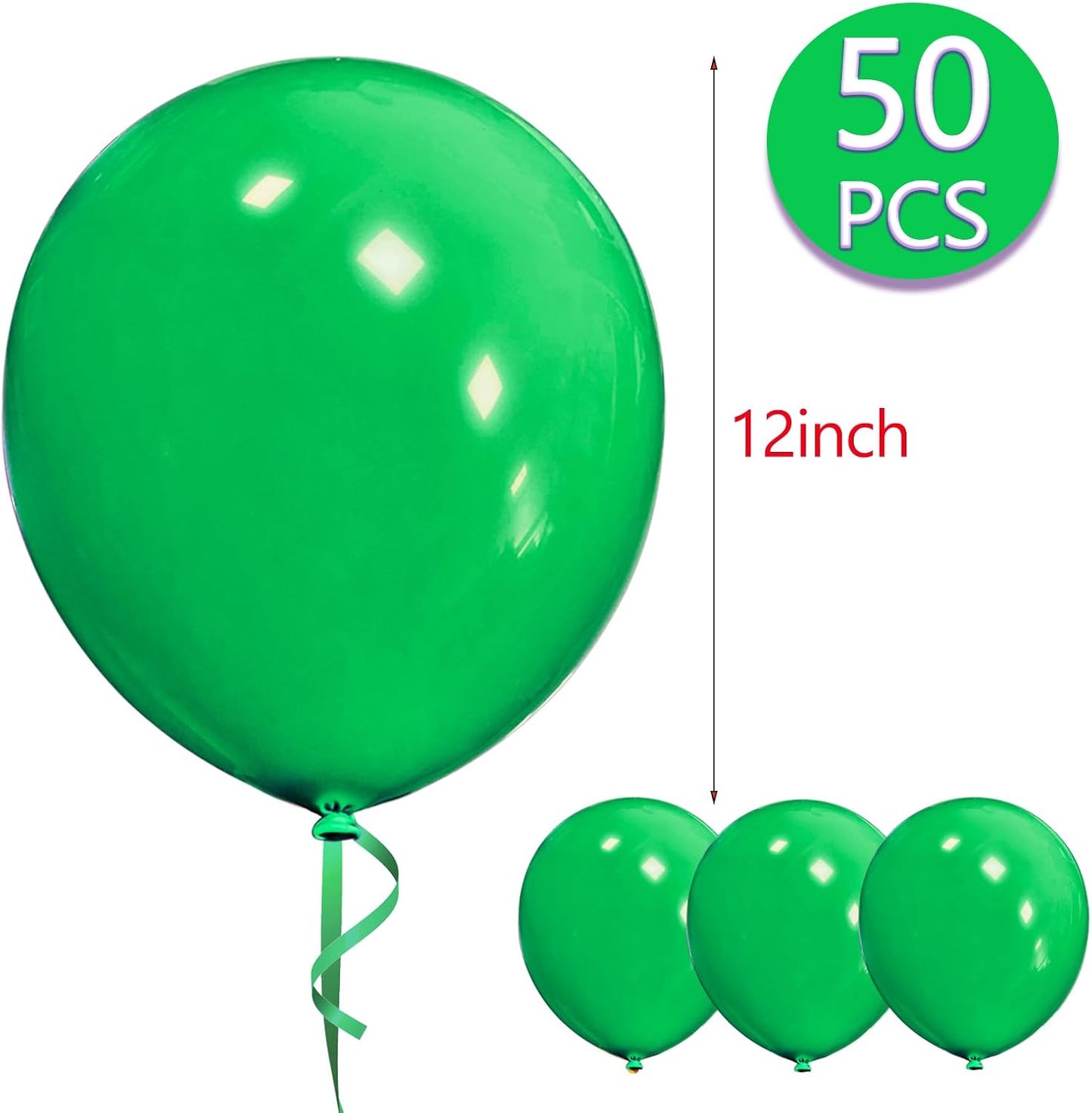 Žali balionai, 50 vnt. pakuotėje, 30 cm