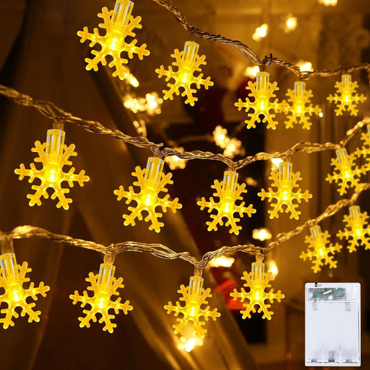 Õuetuled lumehelbekestega – 6 m, 40 LED, patareitoitel, veekindel (Energy Class E)