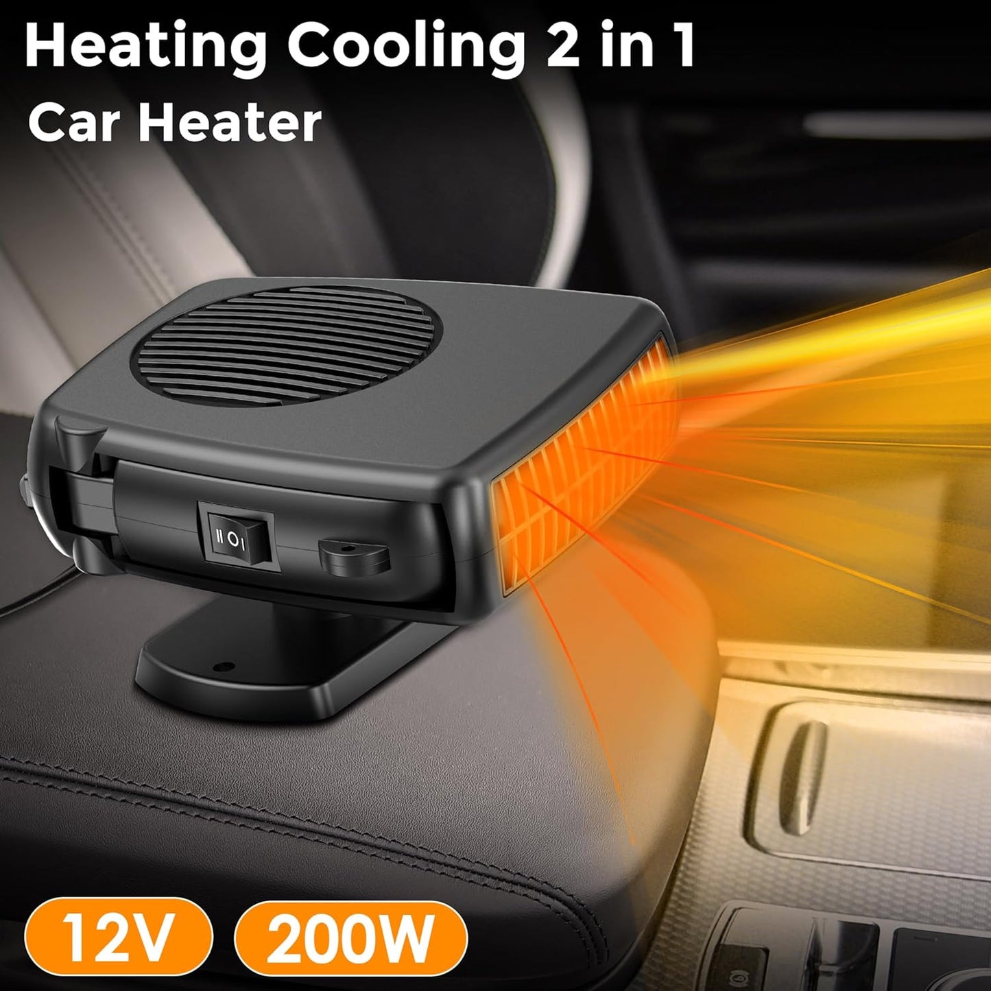 Auto soojendi ja klaasisulataja 200W 12V – pöörleva alusega kompaktne lahendus igaks aastaajaks