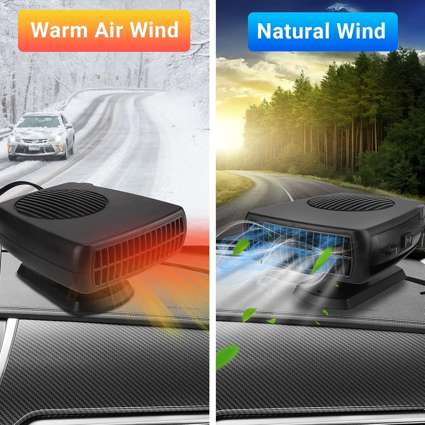 Auto soojendi ja klaasisulataja 200W 12V – pöörleva alusega kompaktne lahendus igaks aastaajaks