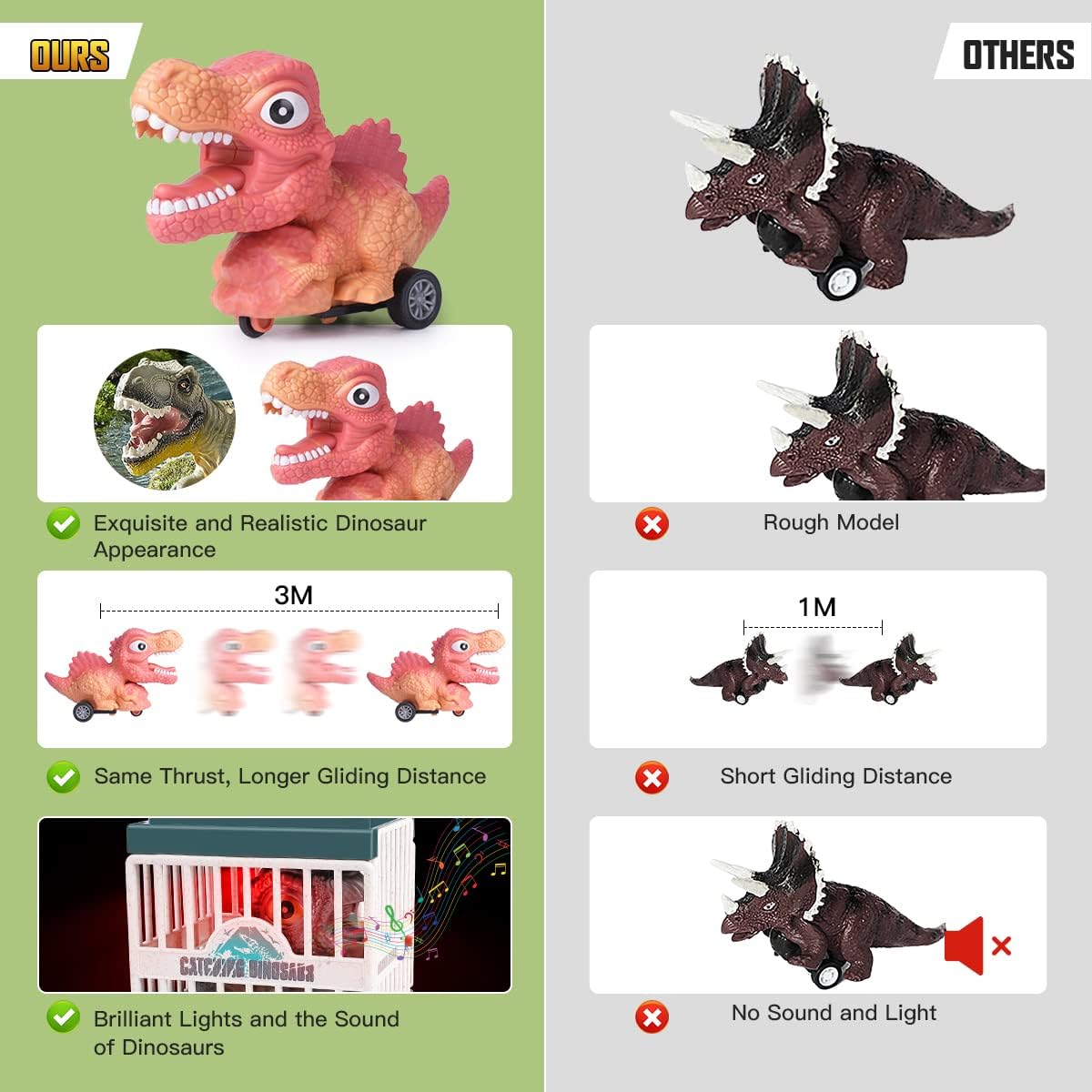 Dinozaurai su gręžtuvu, 4 vnt. rinkinys, savarankiškai judantys