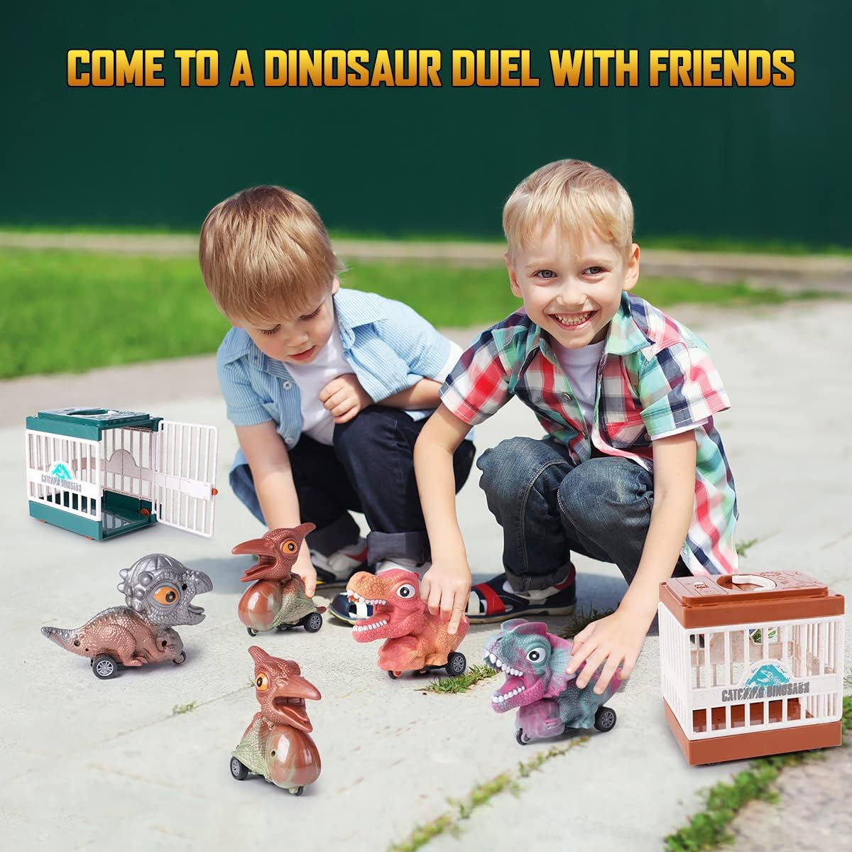 Dinozaurai su gręžtuvu, 4 vnt. rinkinys, savarankiškai judantys