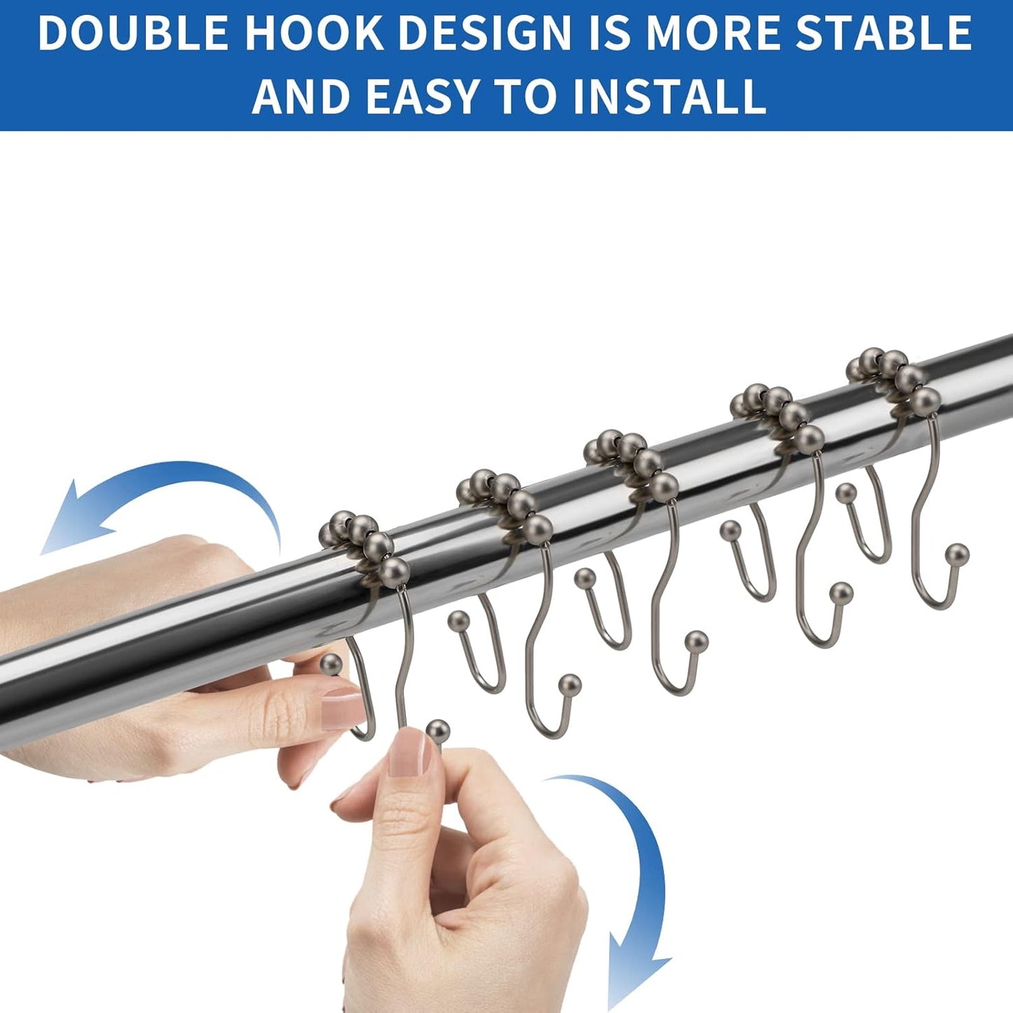 Metal shower curtain hooks