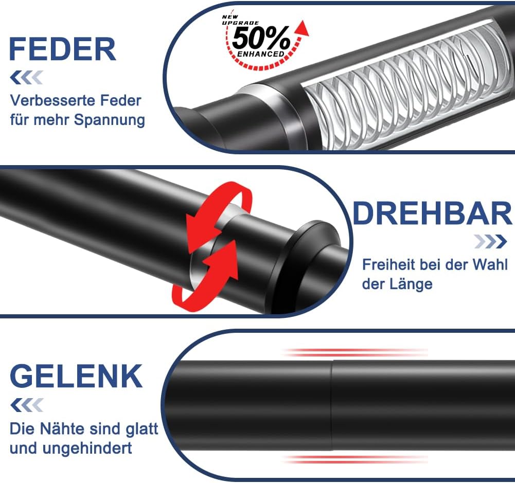 Reguliuojamas dušo užuolaidų strypas, 46–68 cm
