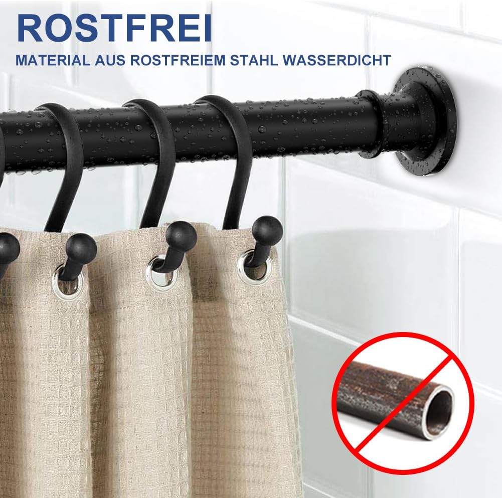 Reguliuojamas dušo užuolaidų strypas, 46–68 cm