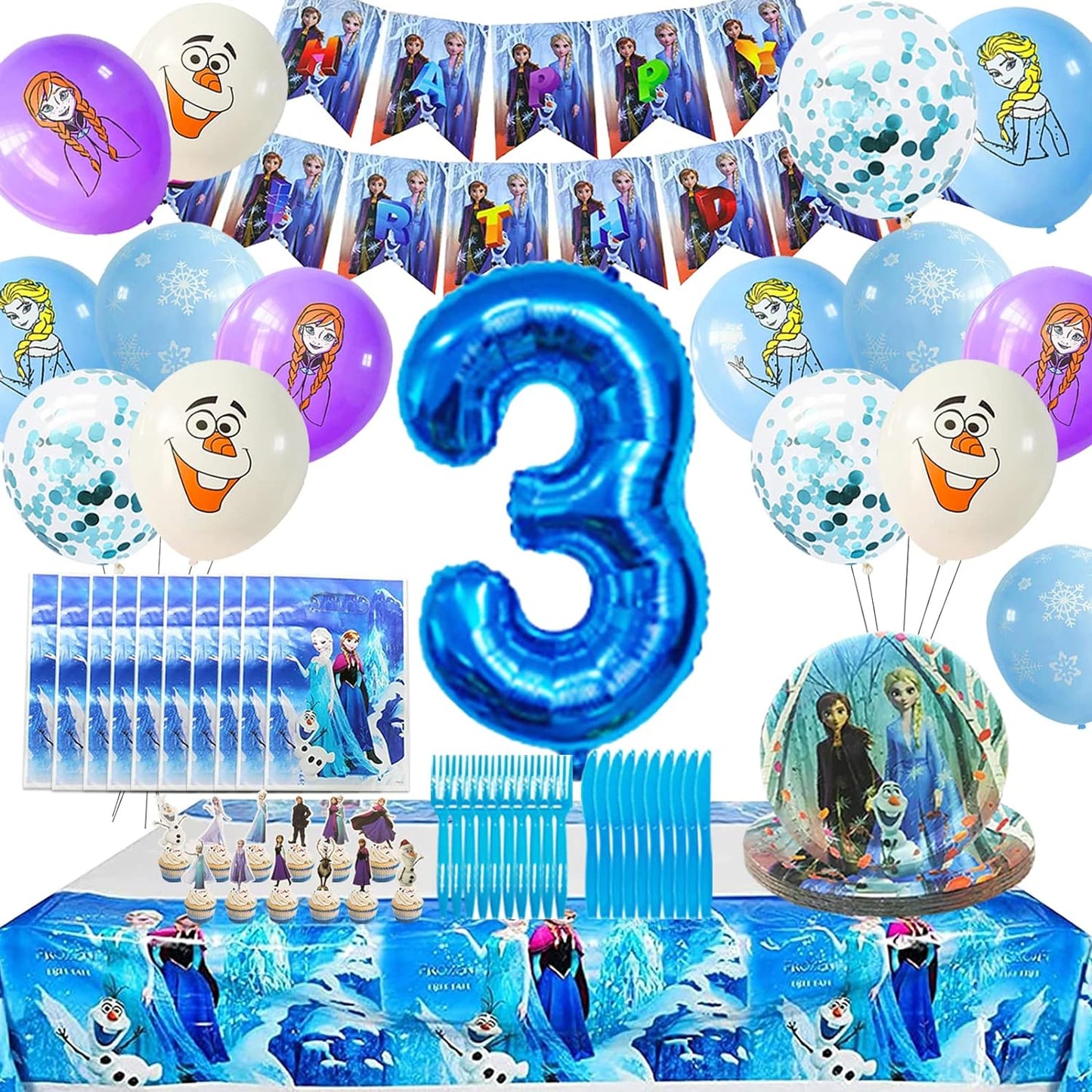 Frozen-syntymäpäiväkoristeet lapsille, 82 kappaletta