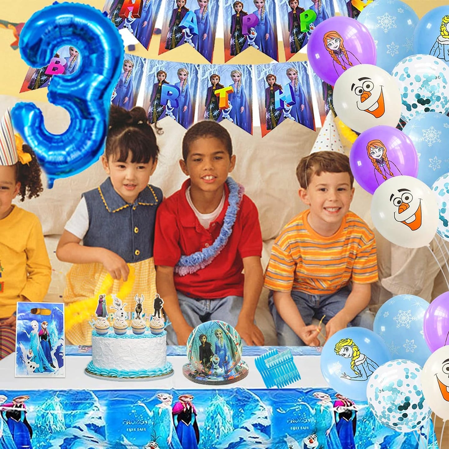 Frozen-syntymäpäiväkoristeet lapsille, 82 kappaletta