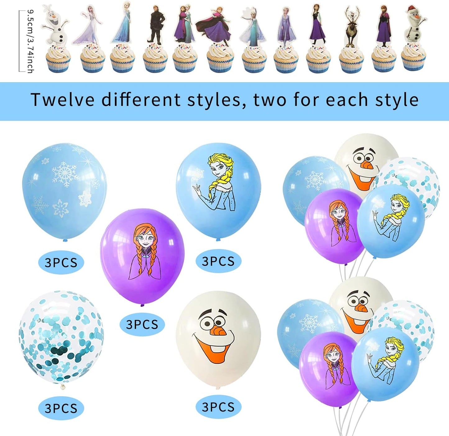 Frozen-syntymäpäiväkoristeet lapsille, 81 kappaletta