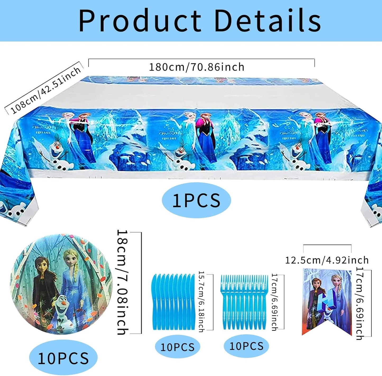 Frozen-syntymäpäiväkoristeet lapsille, 81 kappaletta