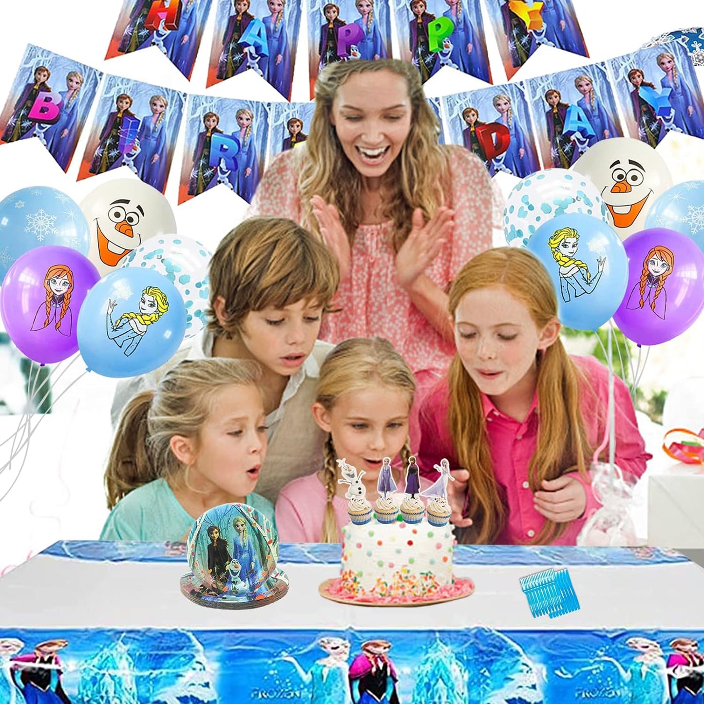 Frozen-syntymäpäiväkoristeet lapsille, 81 kappaletta