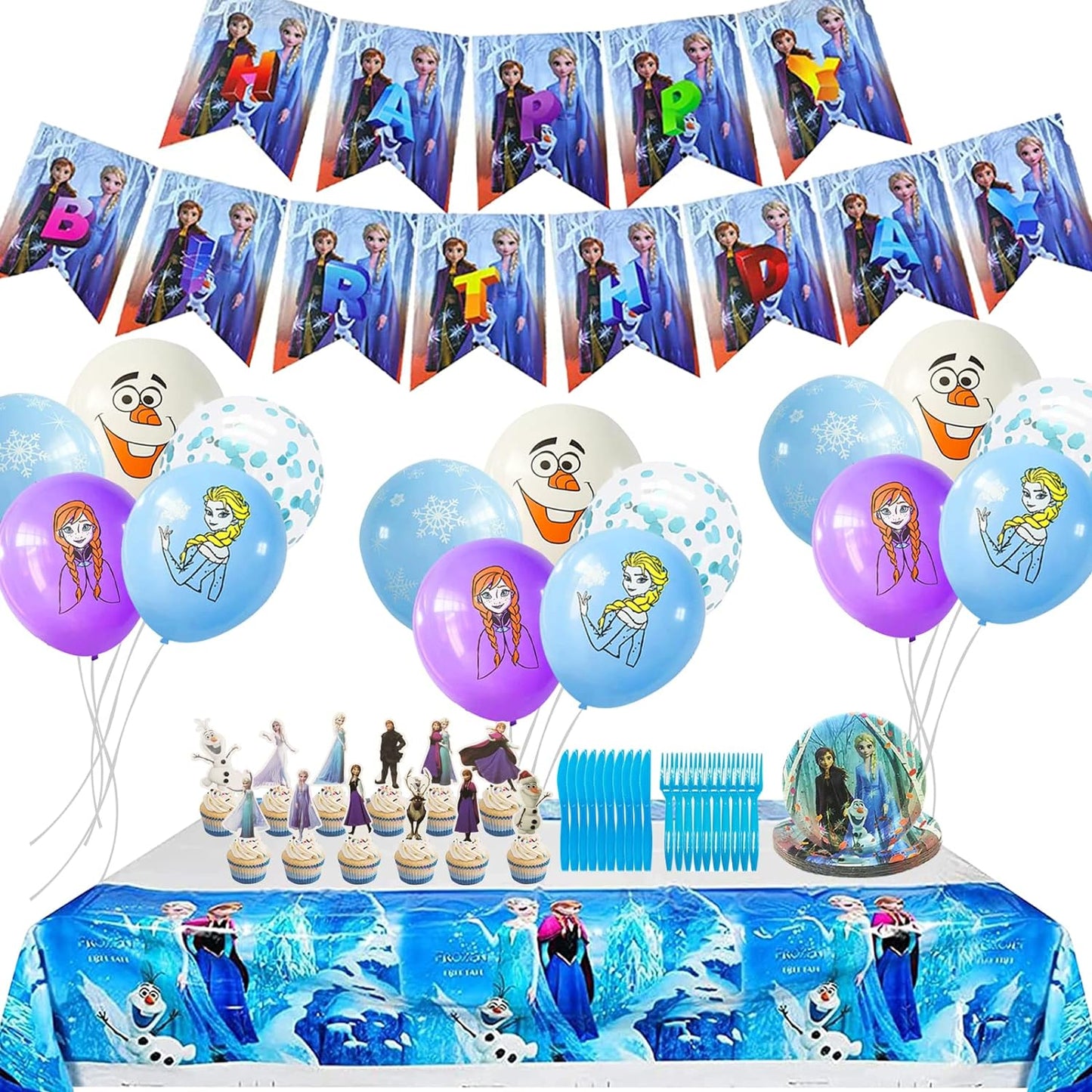 Frozen-syntymäpäiväkoristeet lapsille, 81 kappaletta