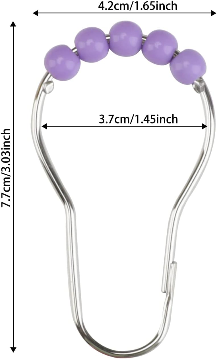 Metal shower curtain rings in light purple
