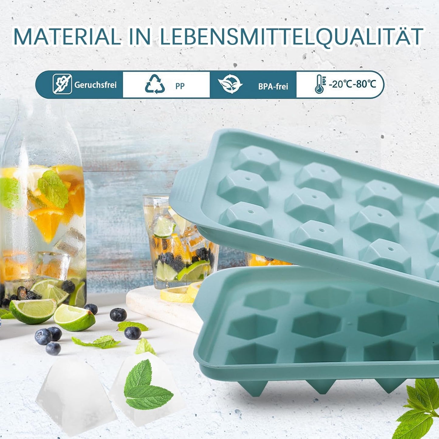 Ice cube trays, with a container
