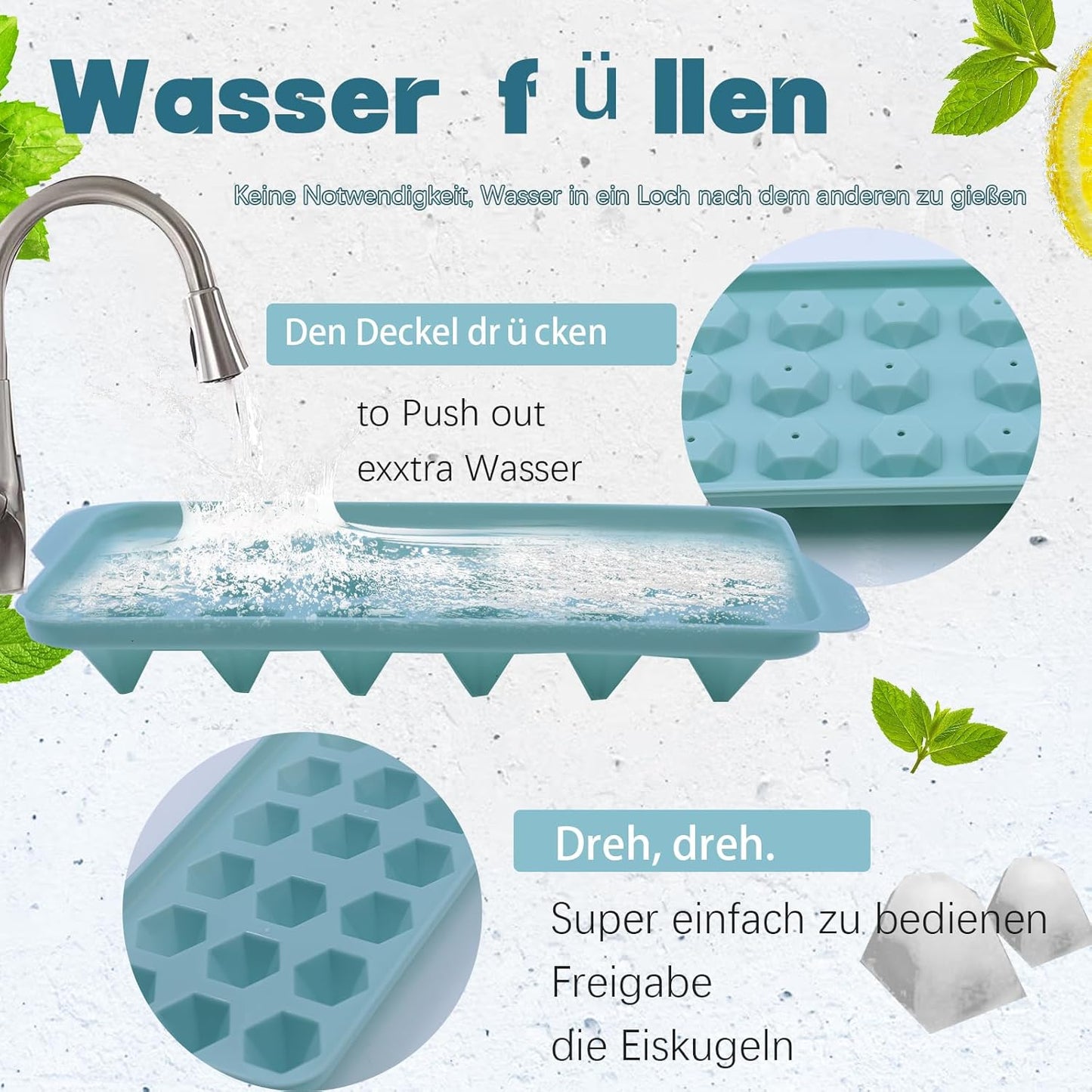 Ice cube trays, with a container