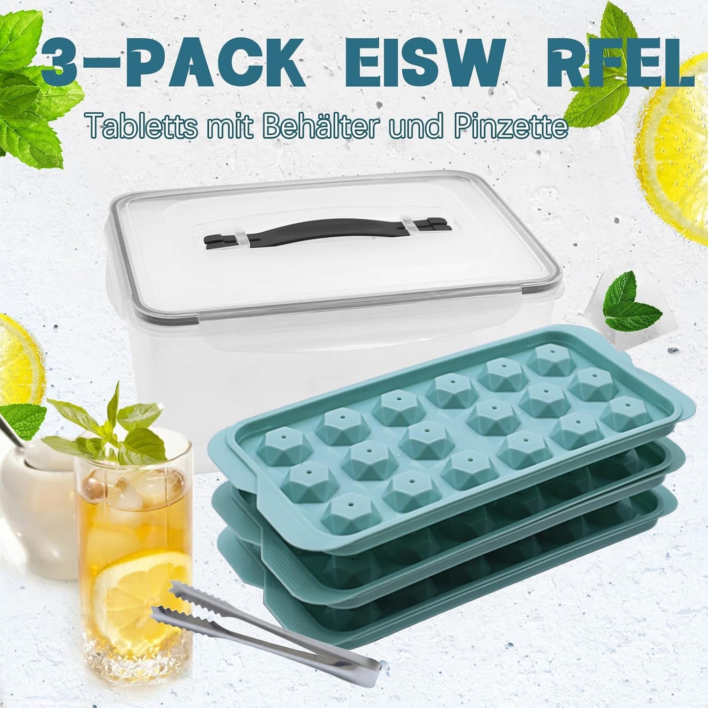 Ice cube trays, with a container
