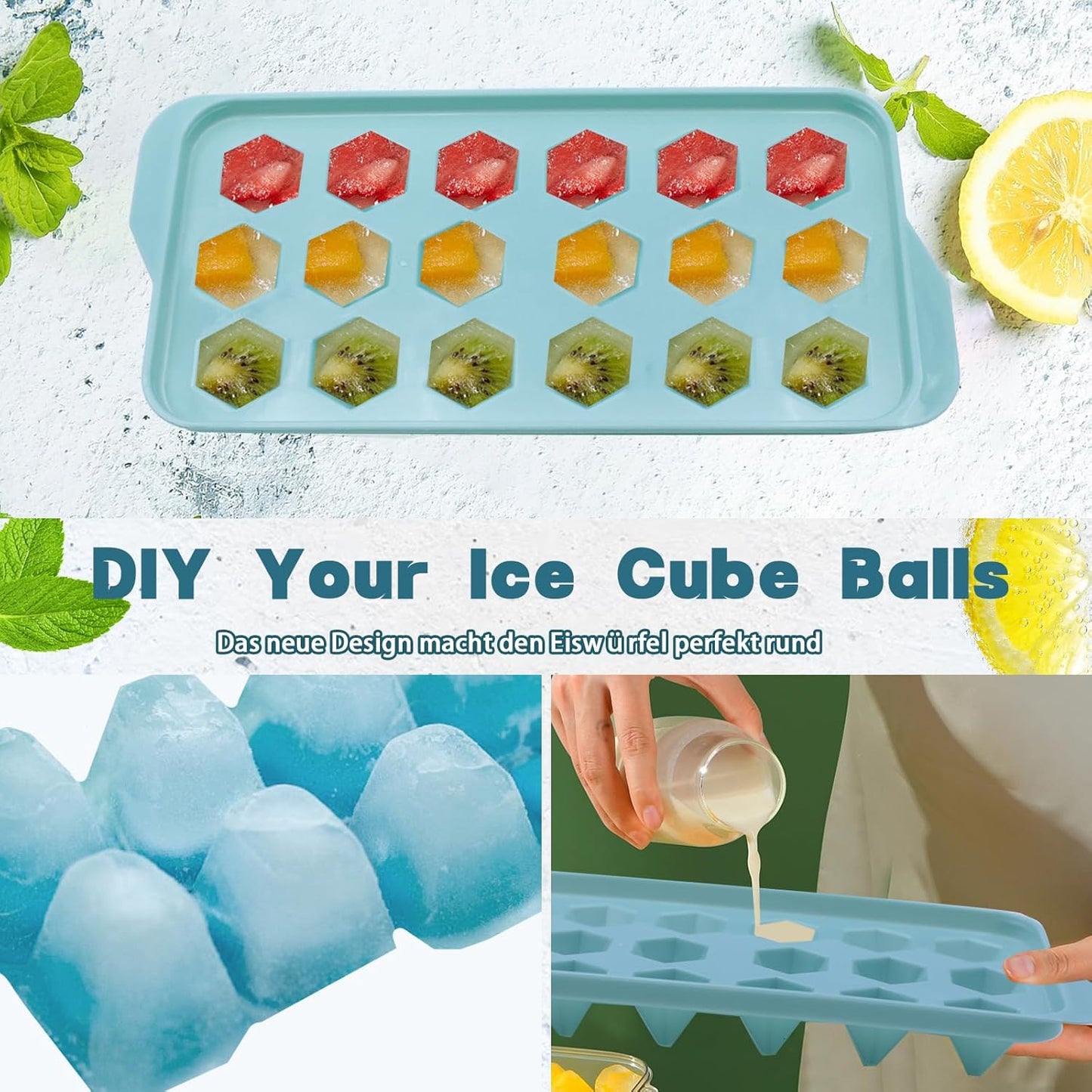 Ice cube trays, with a container