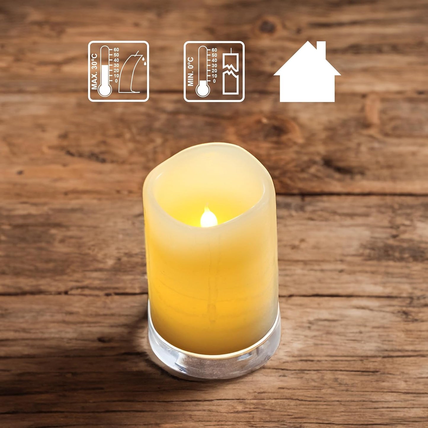LED-ljussats (8 st) – 7,5 x 10 cm, krämfärgade, med realistiskt vaxutseende, blinkande låga och timerfunktion