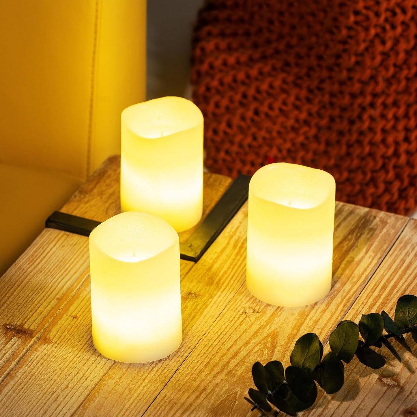 LED-ljussats (8 st) – 7,5 x 10 cm, krämfärgade, med realistiskt vaxutseende, blinkande låga och timerfunktion