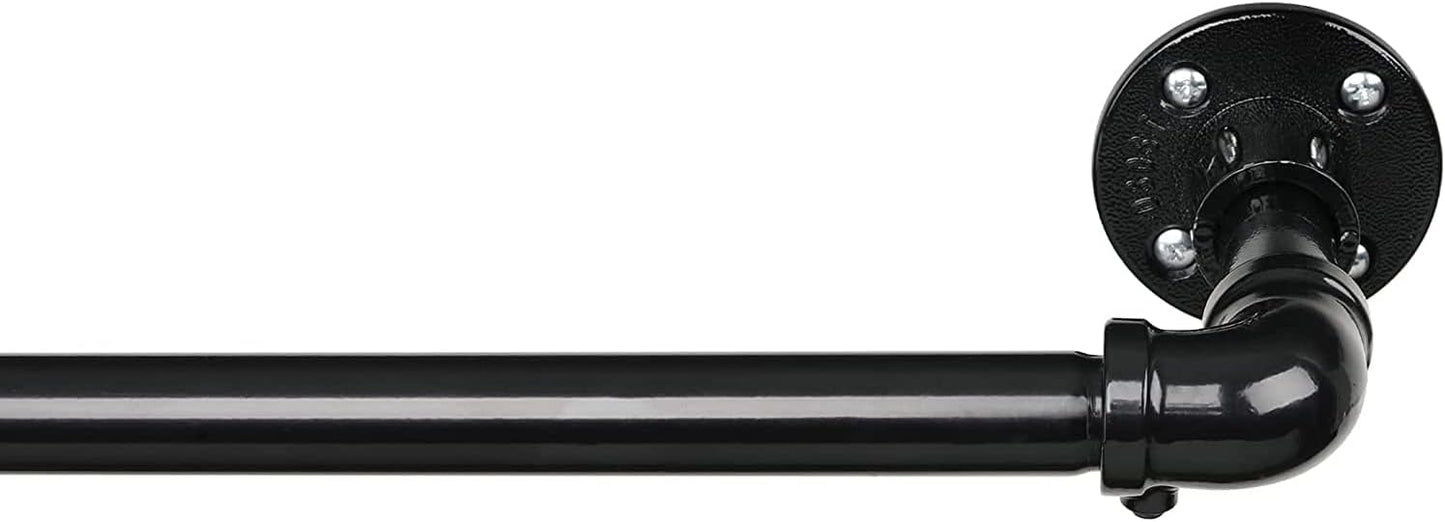 Industrial-style curtain rod, 81–144 cm – black, stainless steel