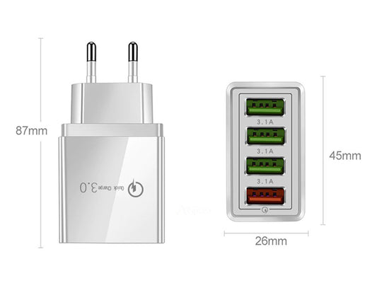 Seinakiirlaadija 4x USB Quick Charge 3.0
