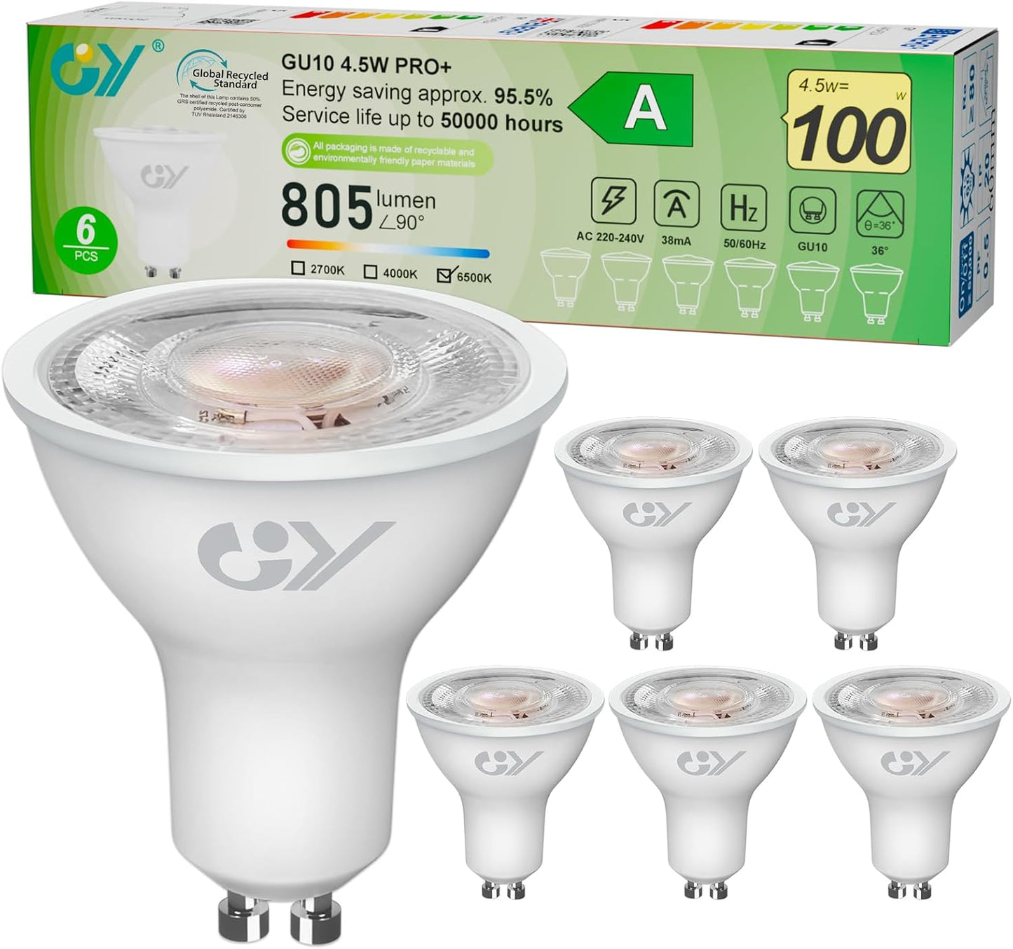 GU10 LED-pirnid energiasäästlikud, mittedimmerdatavad