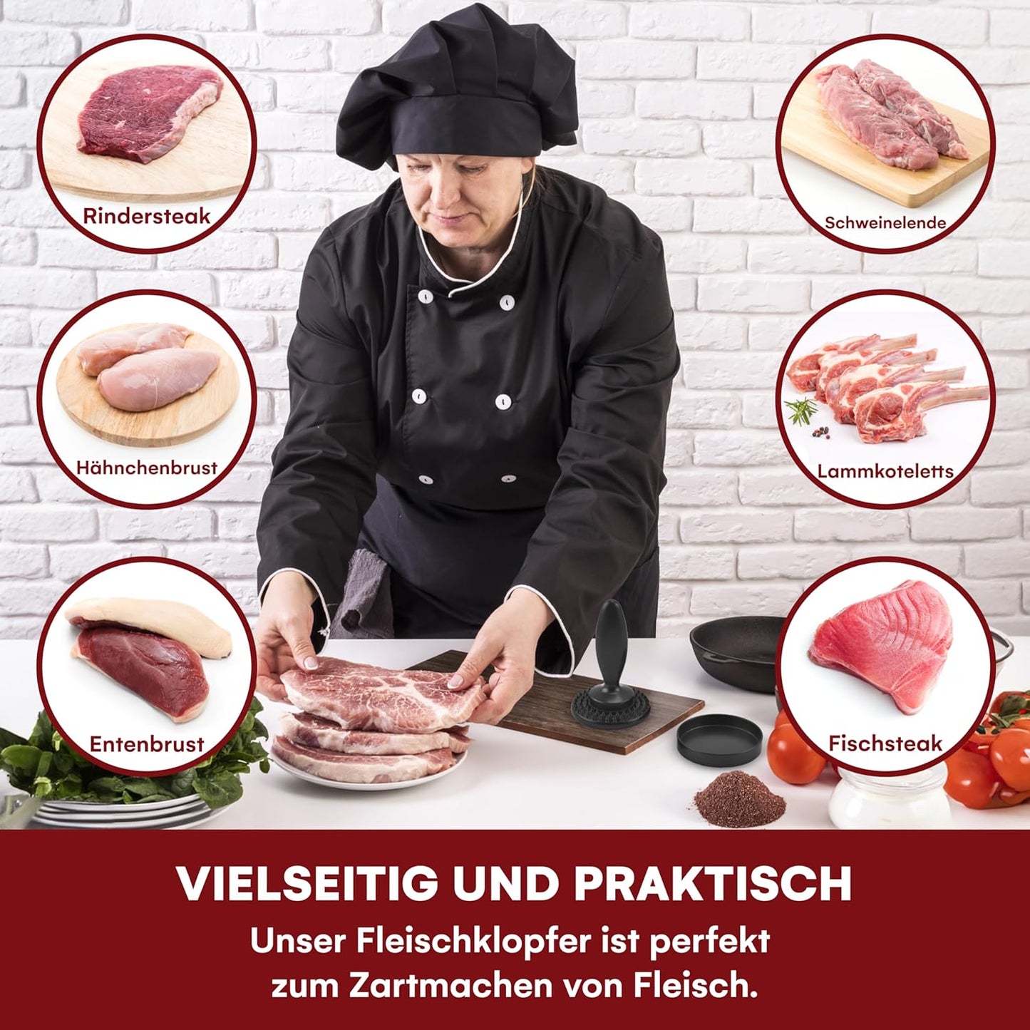 Gaļas āmurs no nerūsējošā tērauda
