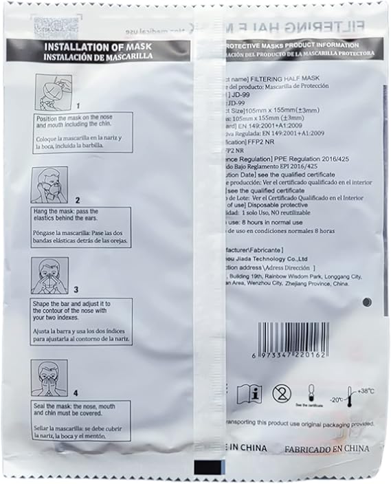 FFP2 zilas sejas maskas CE0370 Jiada