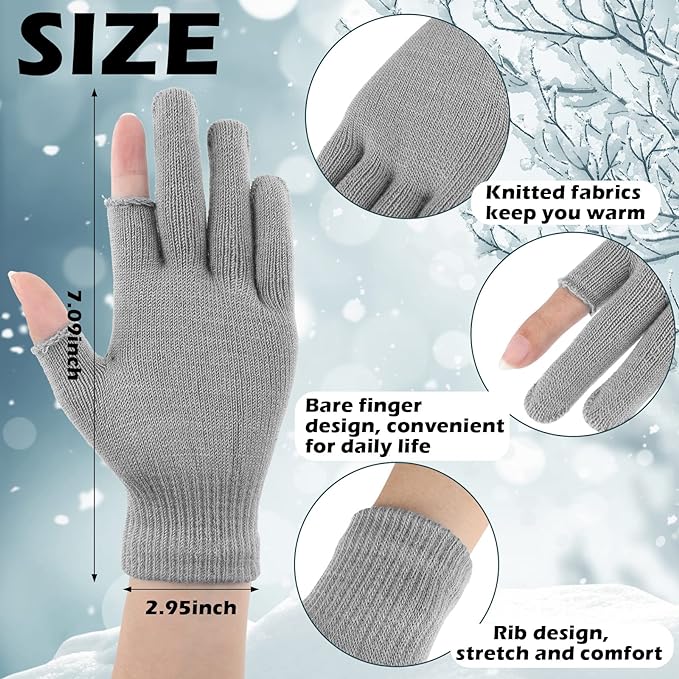 Men's Knitted Winter Gloves, 3 Pairs