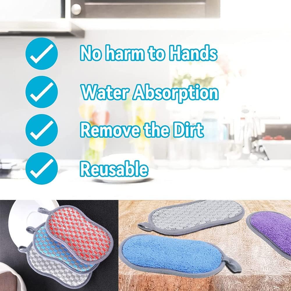 Dishwashing sponges for removing tough grime, with hanging hooks, 9-pack