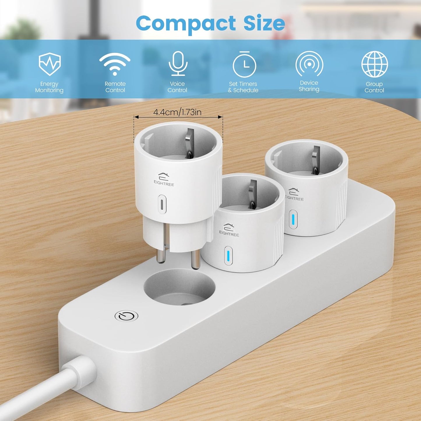 WiFi Nutipistik ET20 (4 tk) – Energiatarbimise jälgimisega Mini Smart Plug, Alexa ja Google Home tugi