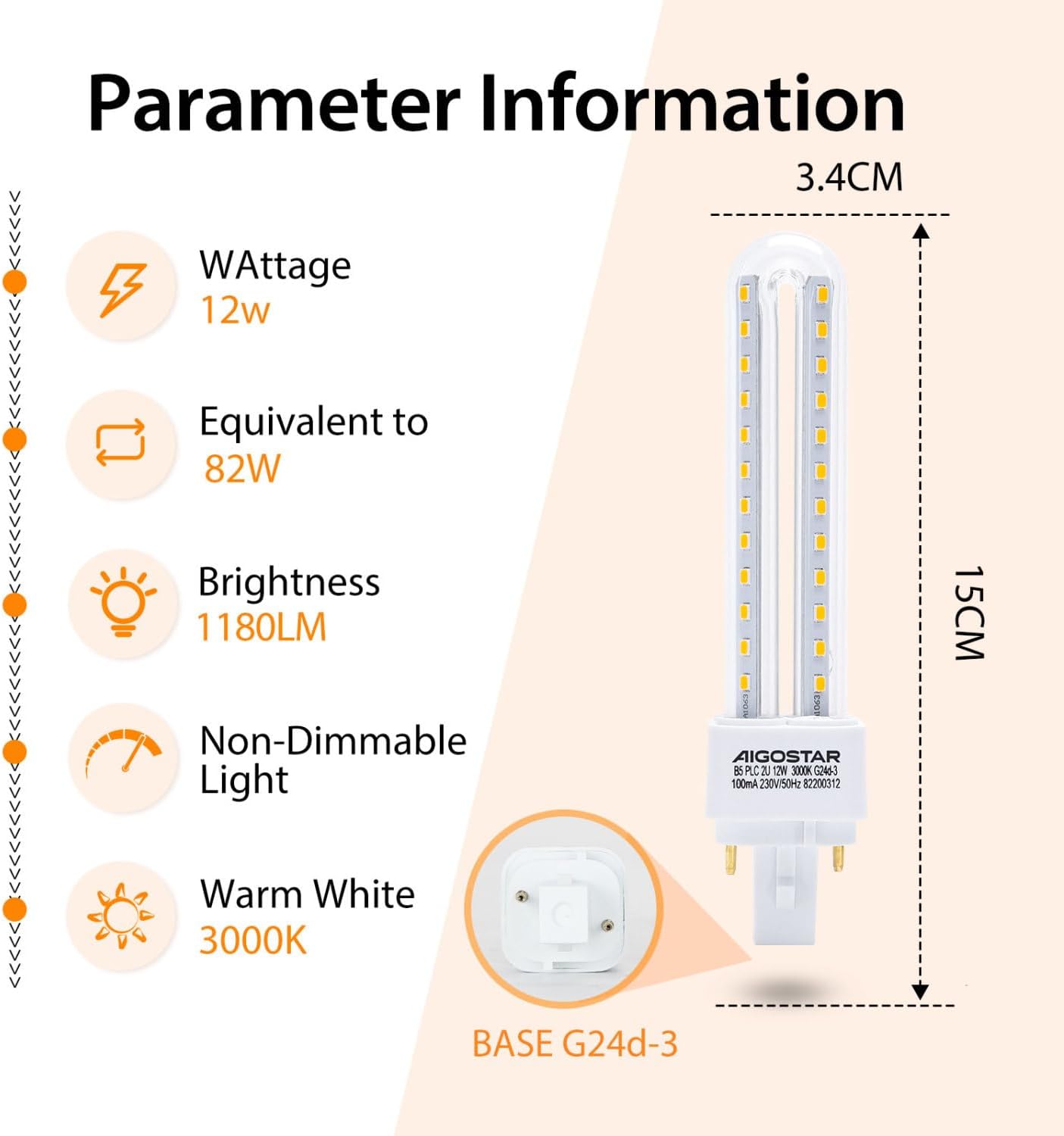 PLC G24 LED-pirnid energiasäästlikud (3 tk pakendis)