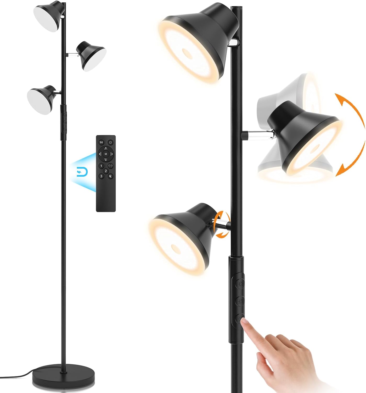 Dimmerdatav LED-põrandalamp 2700K–6500K, pööratavate peadega