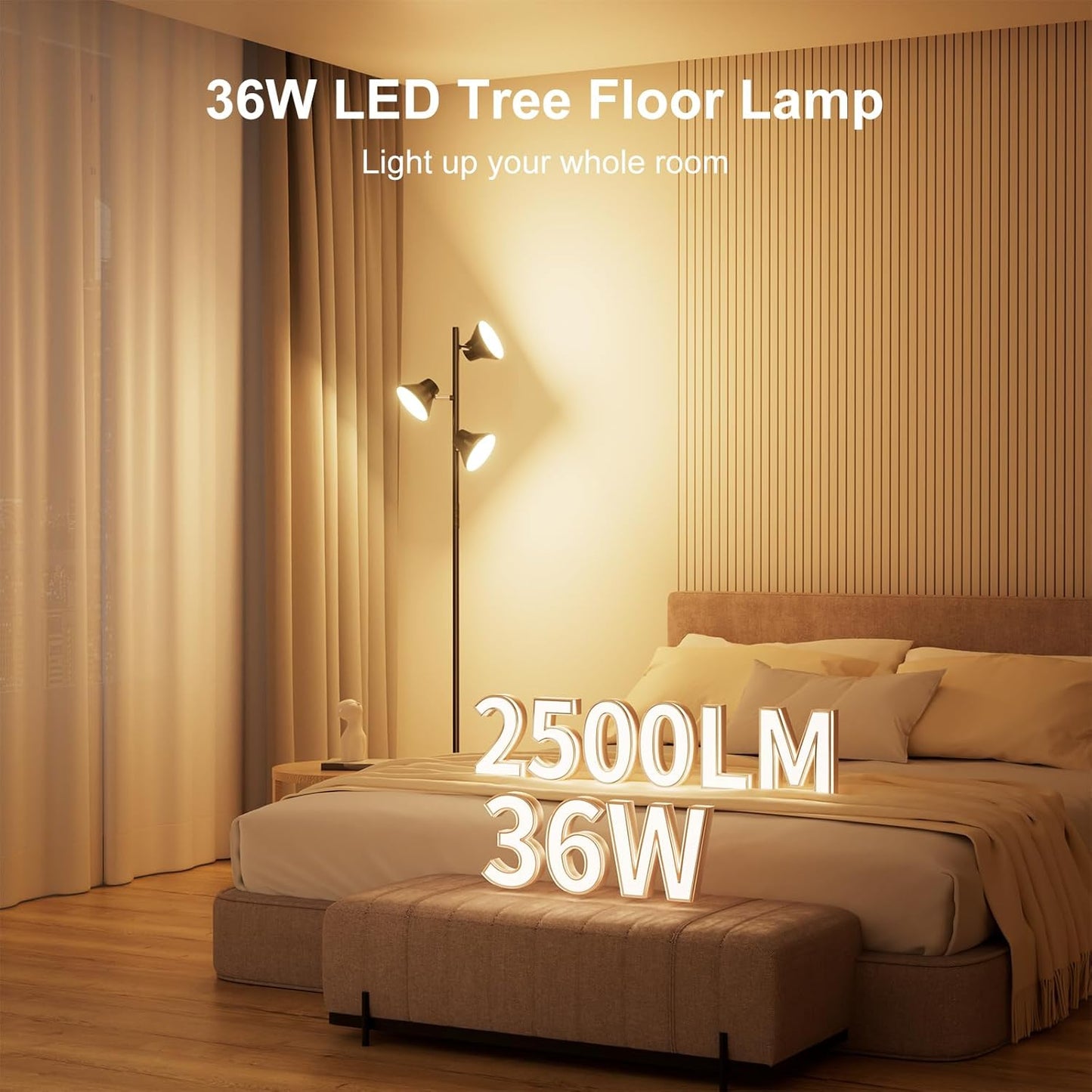 Dimmerdatav LED-põrandalamp 2700K–6500K, pööratavate peadega