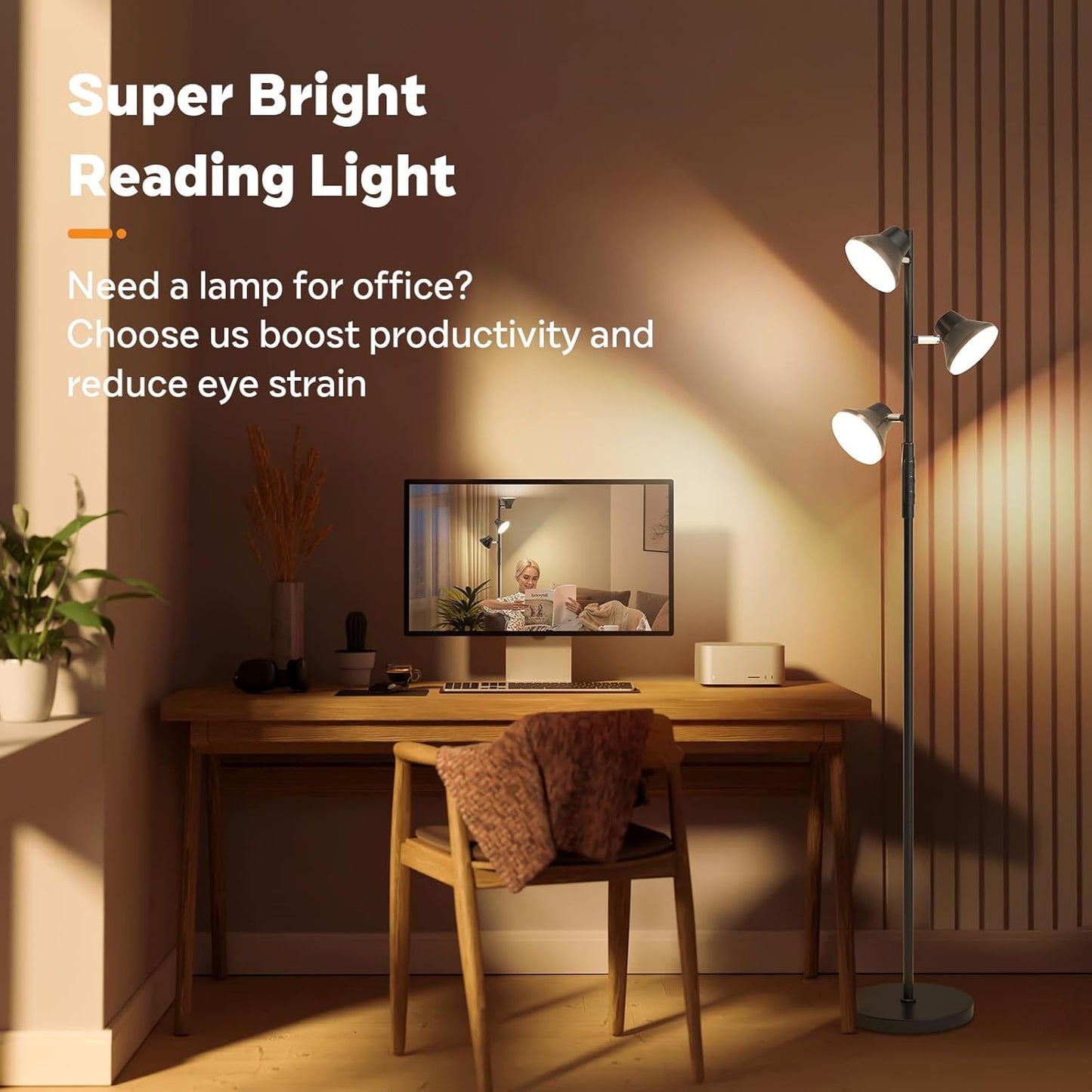 Dimmerdatav LED-põrandalamp 2700K–6500K, pööratavate peadega