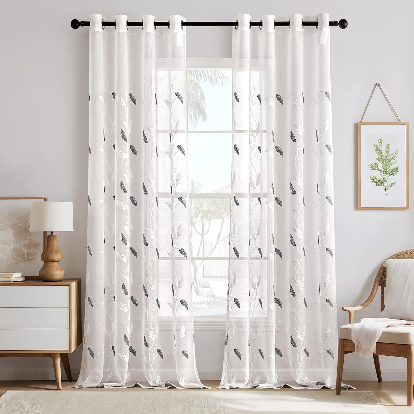 Curtains, 2 Panels, 140 x 160 cm, Gray – Linen-Like Polyester