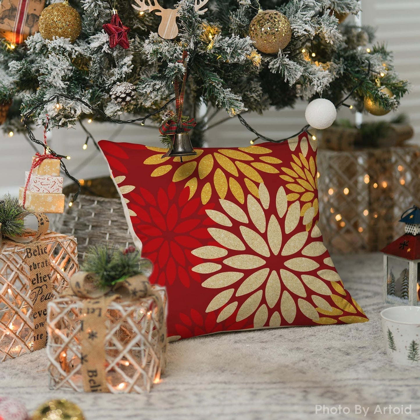 Ziemas spilvenu pārklāji, sarkani, 4 gab., 30x50