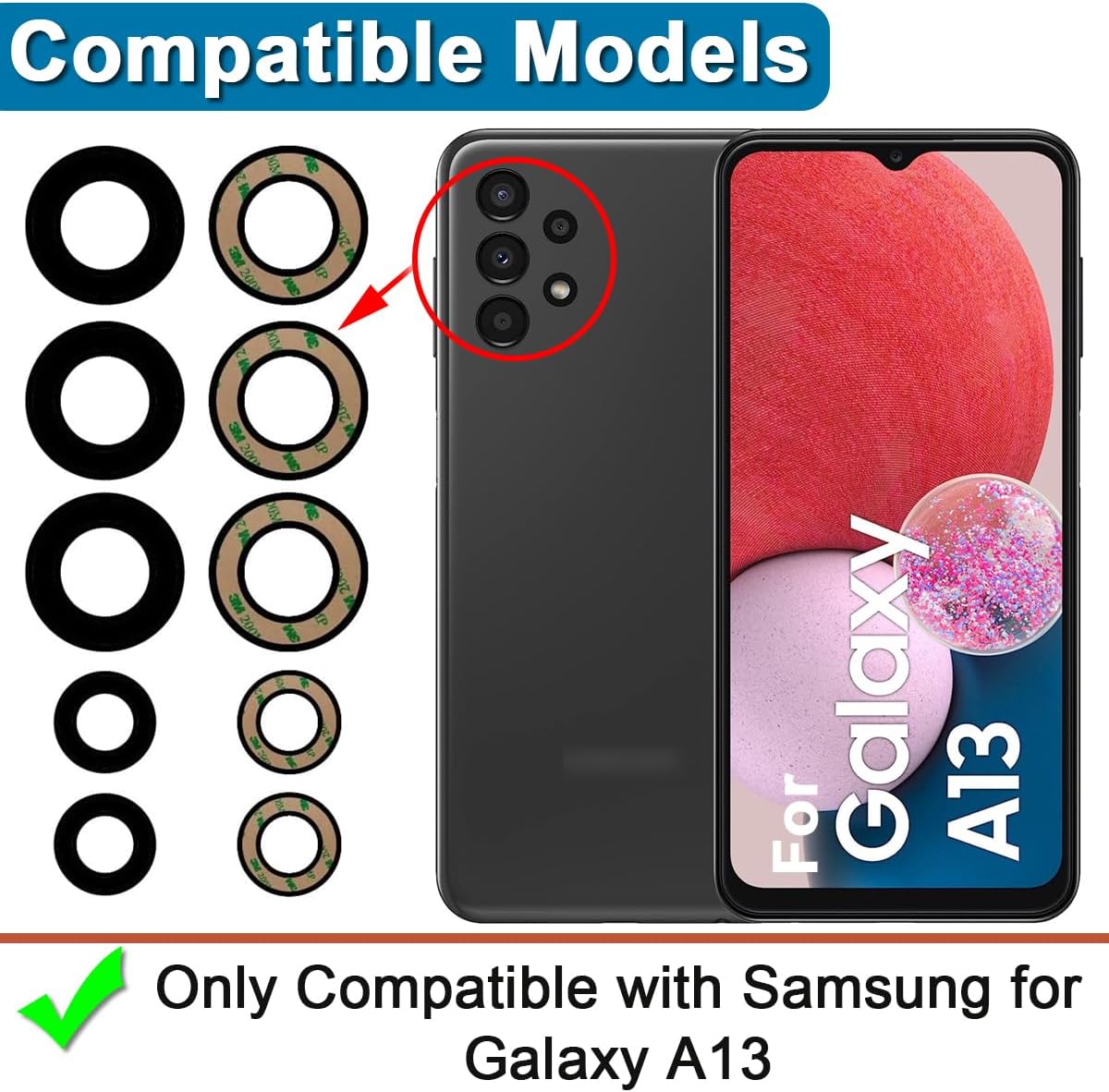 Tagumise Kaamera Läätse Klaasi Vahetuskomplekt Samsung Galaxy A13