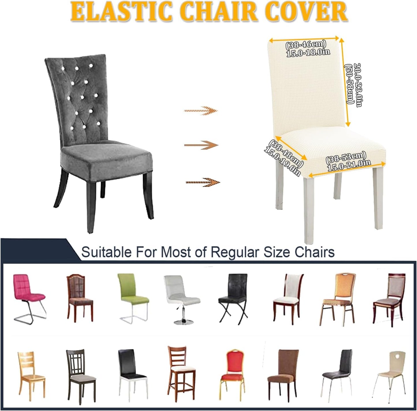 Chair covers – removable and washable stretch covers (Khaki, set of 4)
