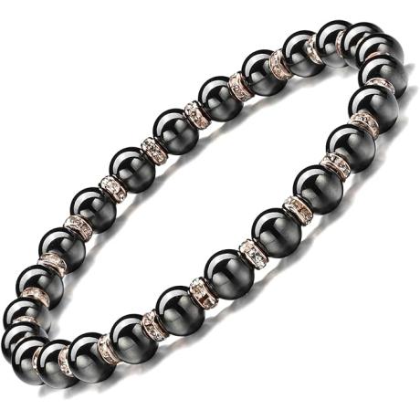 Hematite-magnetic bracelet with zirconia